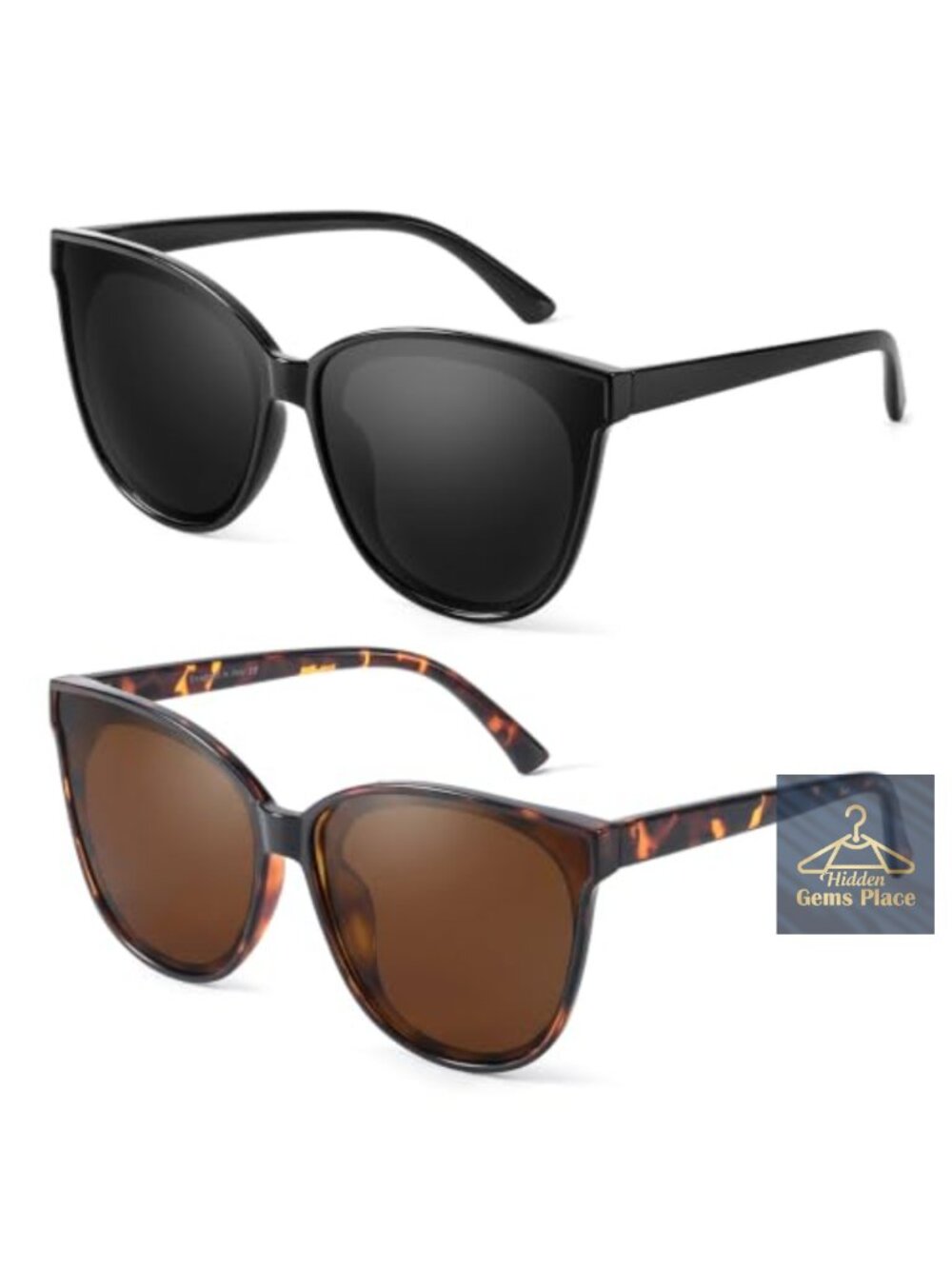 Oversized Cat Eye Sunglasses Women Polarized UV400 Retro 70s Shades